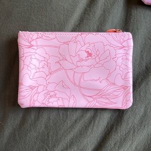 Pink floral makeup bag